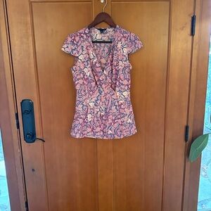 Pink and navy Patterned Blouse